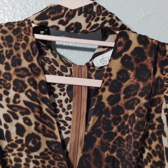 Oh Polly Leopard Print Dress  Open Shoulder Size 2 - Picture 8 of 14